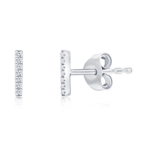 Simona sterling silver vertical bar diamond studs