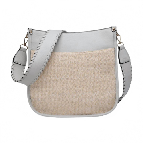 Jen & Co. womens kate crossbody bag in straw pale grey