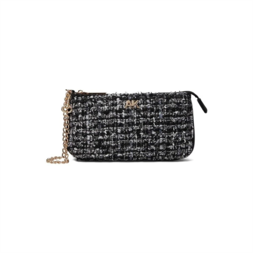 anne klein bag women black tweed wristlet strap detachable chain handbag frog401