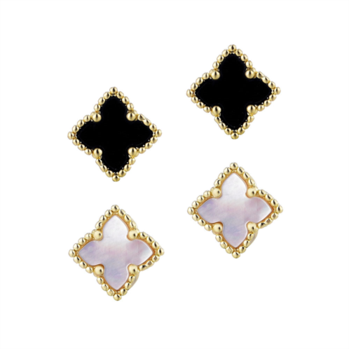 Adornia 14k gold plated clover stud set