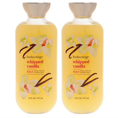 Bodycology 2 in 1 body wash and bubble bath - whipped vanilla by for women - 16 oz body wash - pack of 2