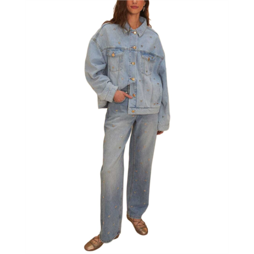 FARM Rio bows embroidered denim pant