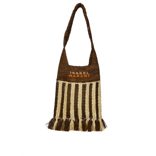 ISABEL MARANT brown praia small woven tassels shoulder bag