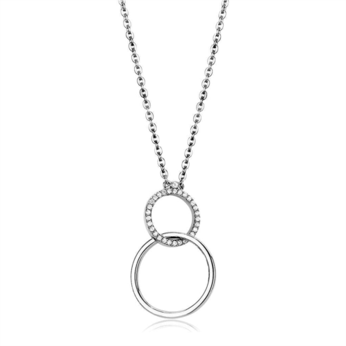 FASHNZFAB high polished (no plating) stainless steel chain pendant with aaa grade cz in clear