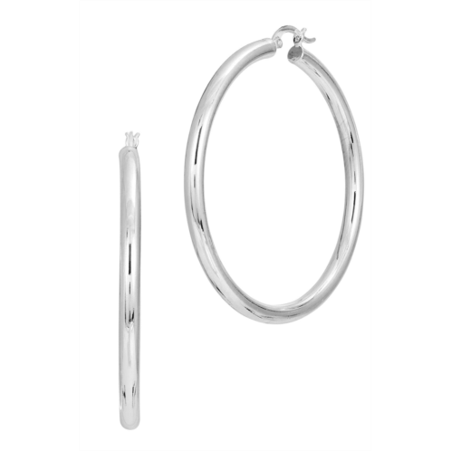 SAVVY CIE JEWELS rhodium plated large hoop earrings 2