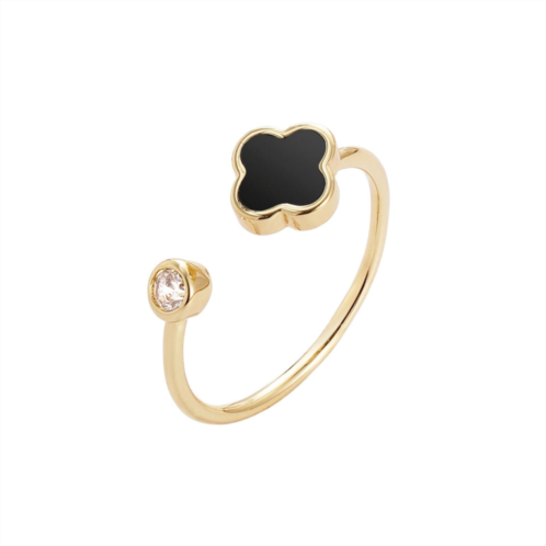 Adornia 14k gold plated adjustable clover cz ring