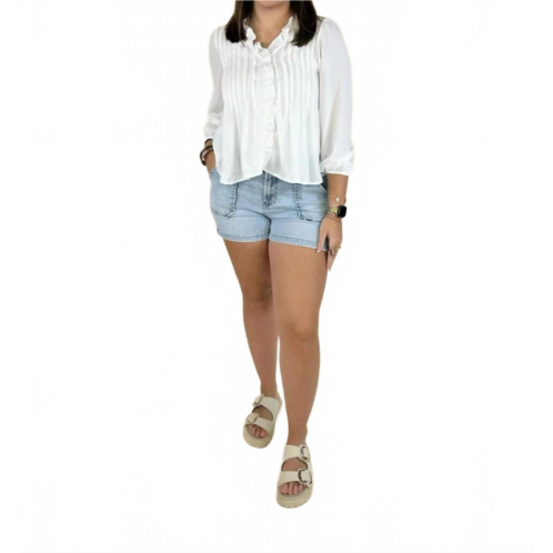 DEAR JOHN denim high rise patch pocket shorts in light wash denim