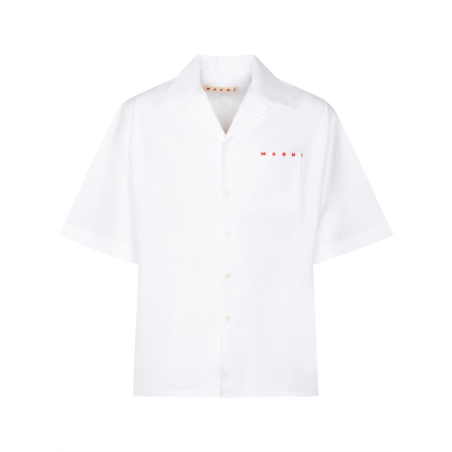 MARNI short-sleeved ovine leather shirt with classic collar