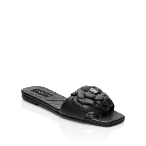 PHILIPP PLEIN leather flat slides flower