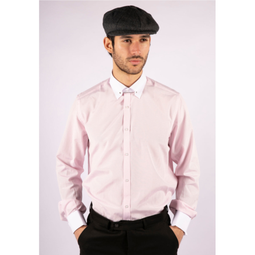 TruClothing pink club collar shirt with bar poplin pin
