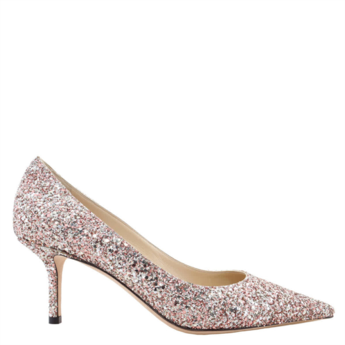Jimmy Choo love 65 rose coarse glitter fabric pumps