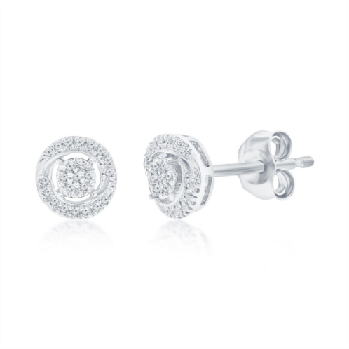 Simona sterling silver round halo diamond studs