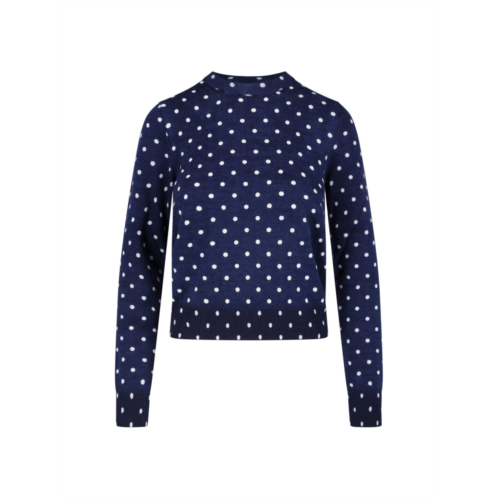 COMME DES GARCONS navy polka dot cropped ribbed sweater