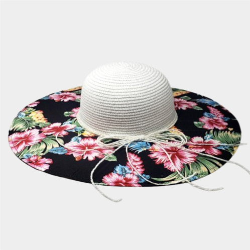 FASHNZFAB flower leaf patterned straw sun hat