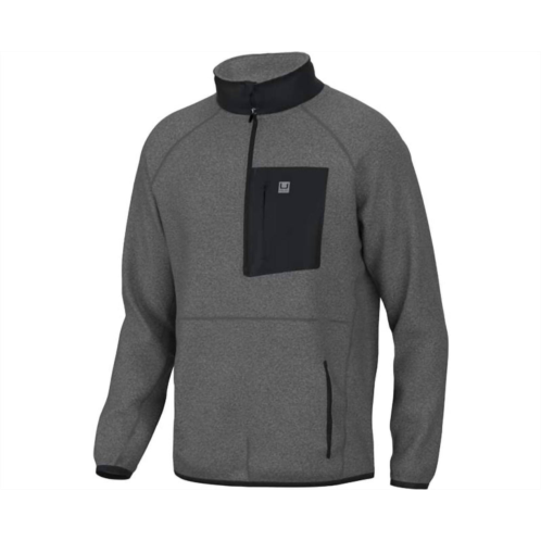 HUK mens waypoint fleece 1/2 zip jacket in carbon heather