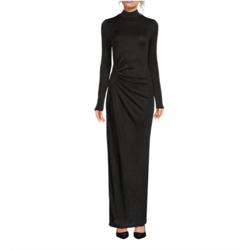 Rag & Bone agnes ruched a-line turtleneck maxi dress in black