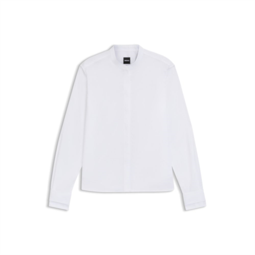 BOSS regular-fit blouse in cotton poplin with concealed placket