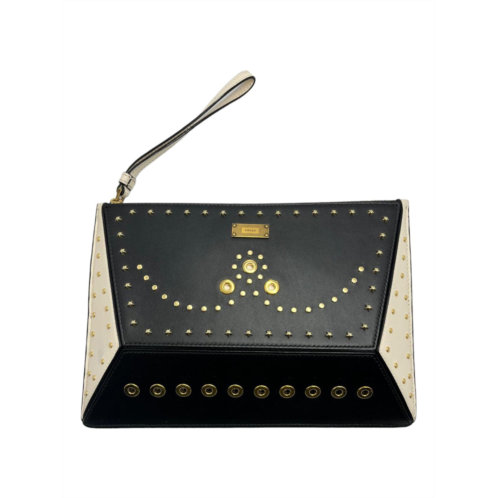 Bally leor suzy 6224791 ladies black wrislet clutch calf embossed