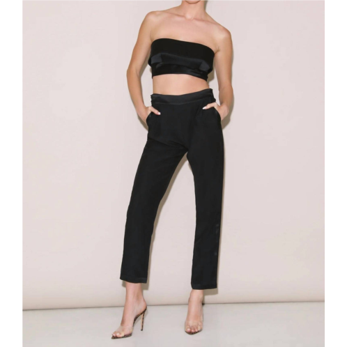 Fleur Du Mal cropped strapless silk top in black