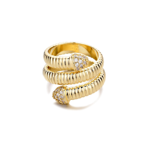 Adornia 14k gold plated coil wrap cz ring