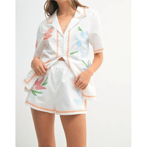 MABLE embroidered button up shirt in orange