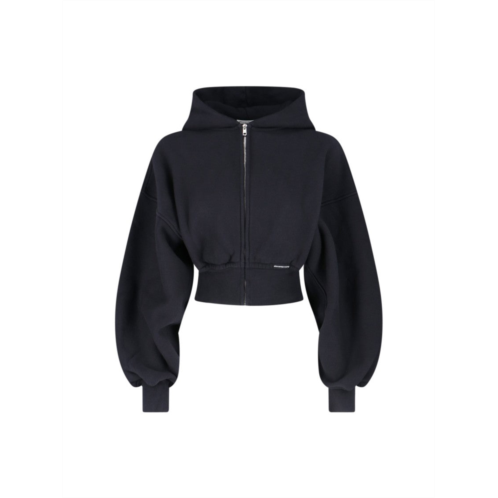 Alexander Wang cropped zip hoodie black