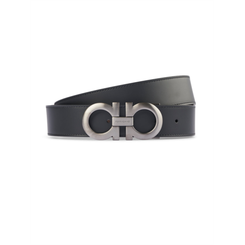 FERRAGAMO reversible leather belt with double oval buckle