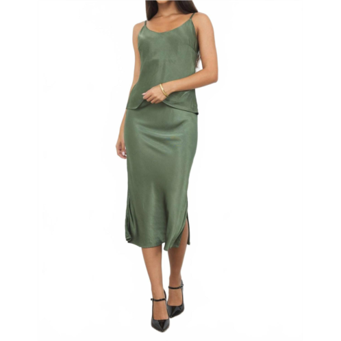 LAmade dorit silky slip skirt in forest green