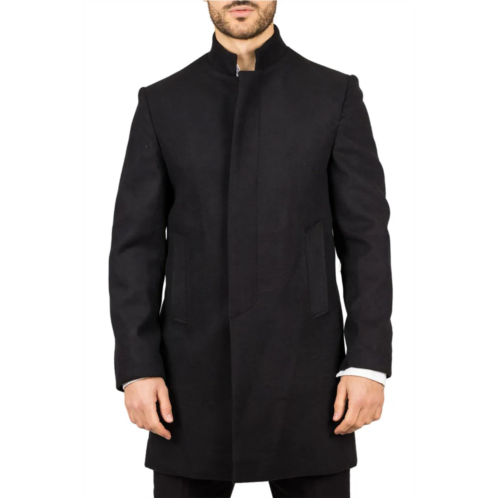 Oliver Tweed (Infinity Leather) mens black stand collar wool blend overcoat