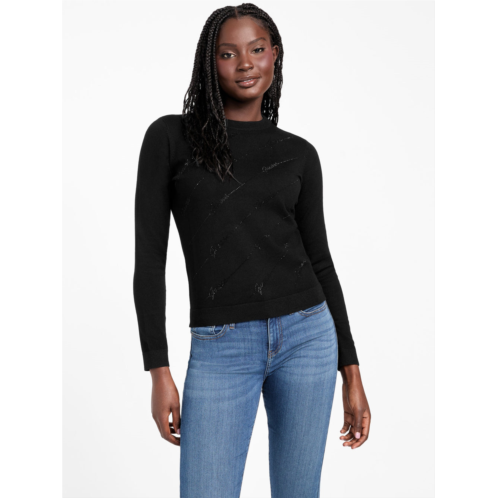 Guess Factory peggy rhinestone logo sweater