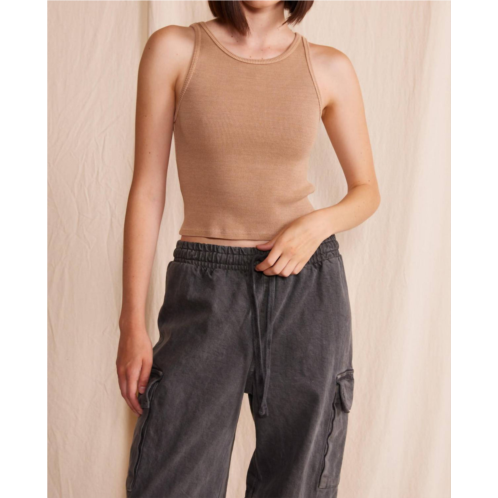 People of Leisure sage rib tank top in camel