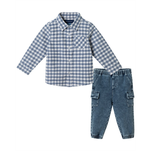 andy & evan button-down denim jogger set
