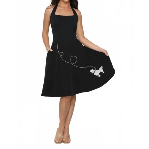 Orchid Bloom embroidered poodle skirt in black white
