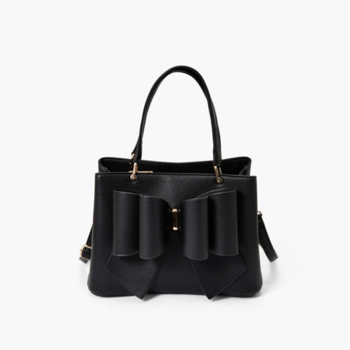 Like Dreams womens jenna bow vegan satchel crossbody bag in black