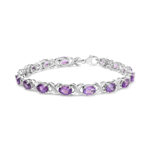 Haus of Brilliance .925 sterling silver 7x5mm oval amethyst and diamond accent x-link bracelet