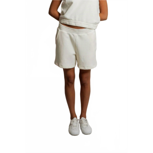 Perfectwhitetee bari french terry sweat short in bright ivory