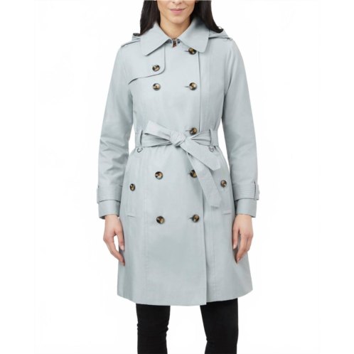 London Fog double breasted hooded trench coat with waist belt in cloud