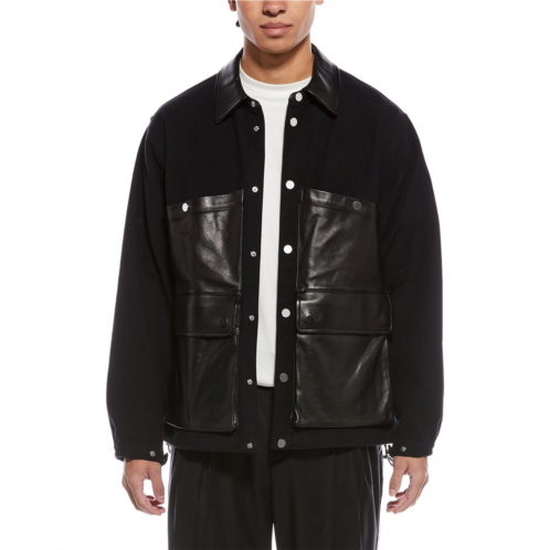 Helmut Lang leather-trim hunting coat