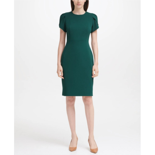 calvin klein dress malachite green crepe tulip sleeve sheath frog146