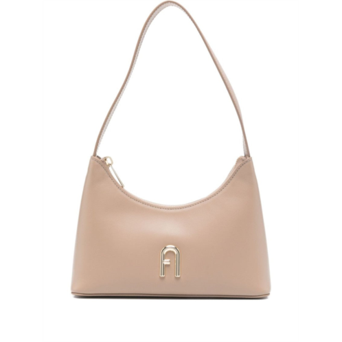 Furla leather shoulder bag with gold-tone logo plaque