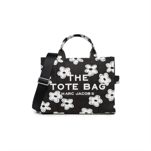 marc jacobs the daisy canvas medium tote bag - black/white