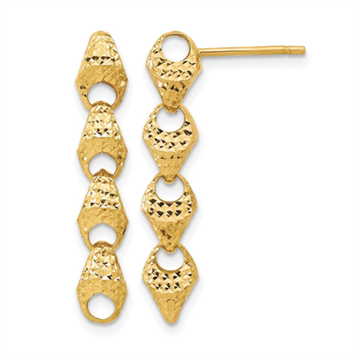 Diamond2Deal 14k yellow gold diamond-cut fancy link drop dangle earrings