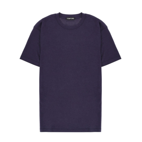 TOM FORD blue lyocell-cotton crew neck t-shirt