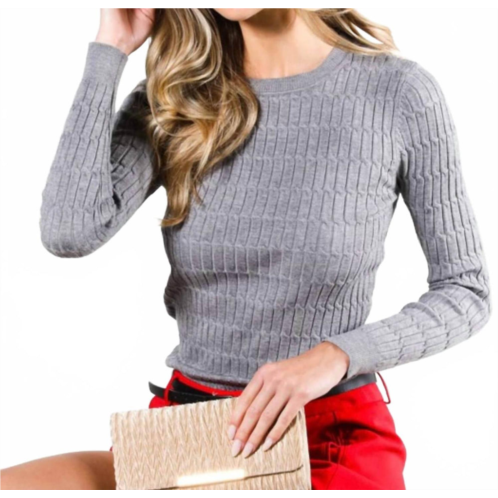 Vine & Love genevieve long sleeve cable knit sweater in grey