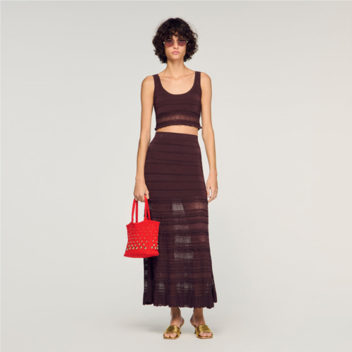 Sandro pointelle knit crop top