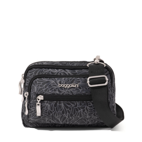 Baggallini triple zip crossbody bag with wide strap