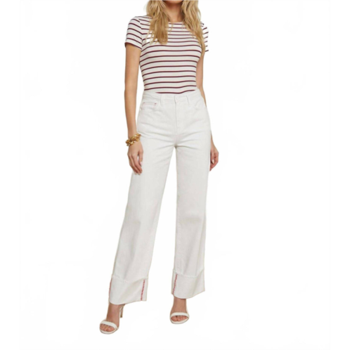miley cuffed wide-leg jeans in white red