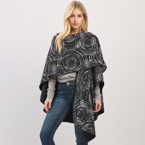 TRUEDAMES geometric print poncho wrap