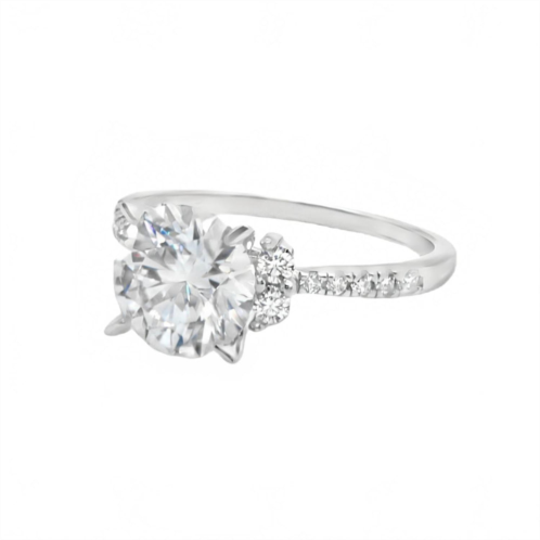 Allyanna Gifts womens 2.0ct 8.0mm moissanite engagement ring in sterling silver