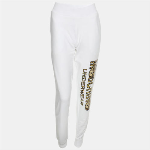 Moschino white cotton logo underwear jogger pants